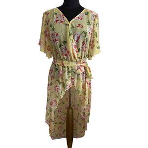 NY Collection Yellow Floral Maxi Top Women’s Size M